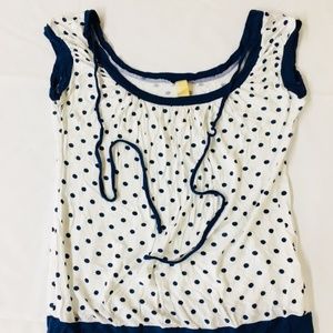 Piace Size Medium Blue Polka Dot Sleeveless Blouse